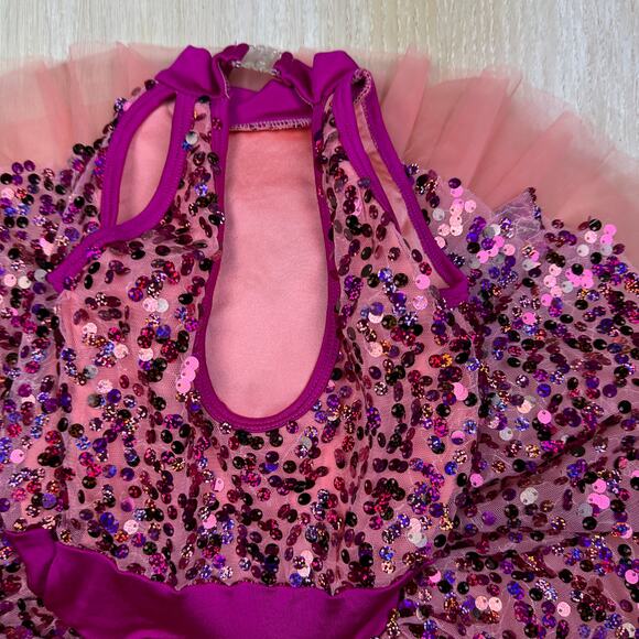 Curtain Call Costumes Pink Peach Paradise Sequin Tulle Dance Recital Dress CSM - Picture 9 of 16